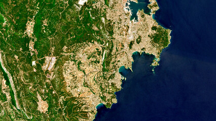 Provence agricultural and rural landscape, France on open data satellite image © M. Jurzyk