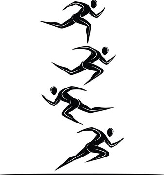Dynamic running silhouettes with athletic motion highlights for sports and fitness design concepts