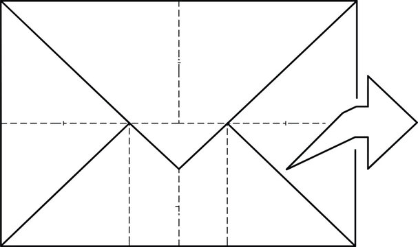 Envelope with Forward Arrow CAD Technical Drawing Mail Diagram Vector Icon
