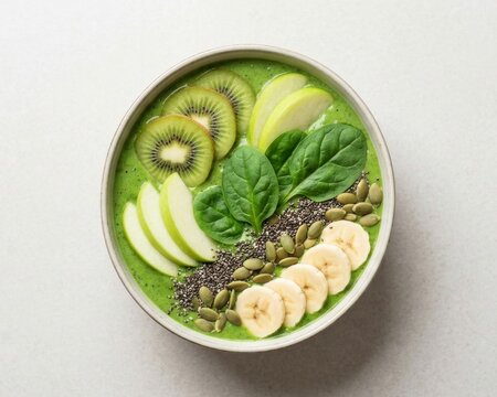 Green Smoothie Bowl with Kiwi and Chia Seeds