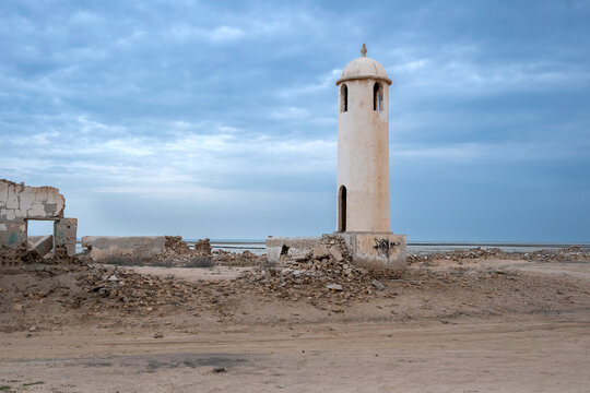 Doha, Qatar - January 10, 2026:  Al Areesh Ghost Town Qatar. abandoned homes, deserted streets, and ancient structures that showcase authentic Qatari heritage