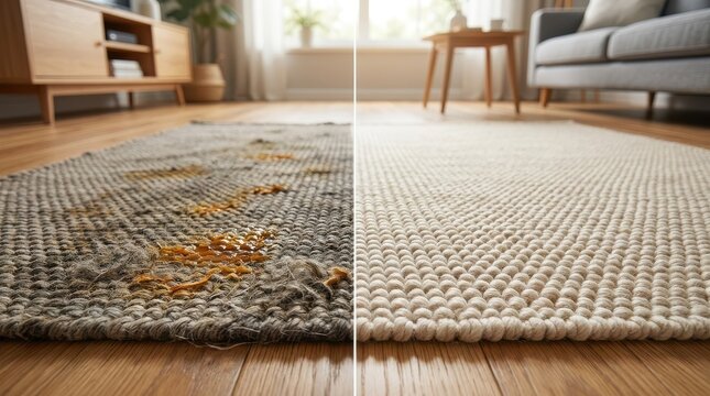 Dirty Wool Rug Before After Cleaning Comparison In Home