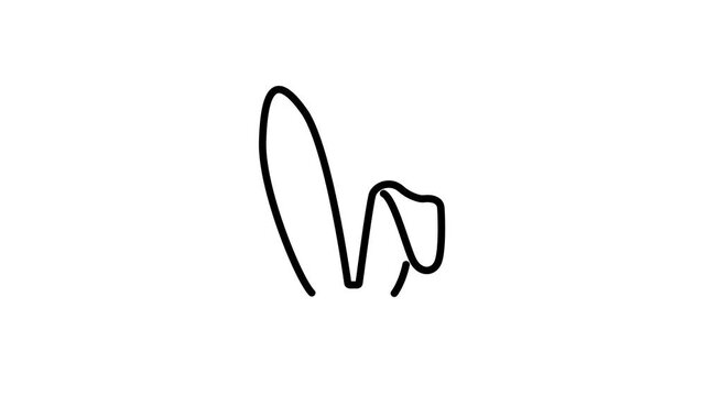 Animated Rabbit Bunny Ears Outline Drawing on White Background