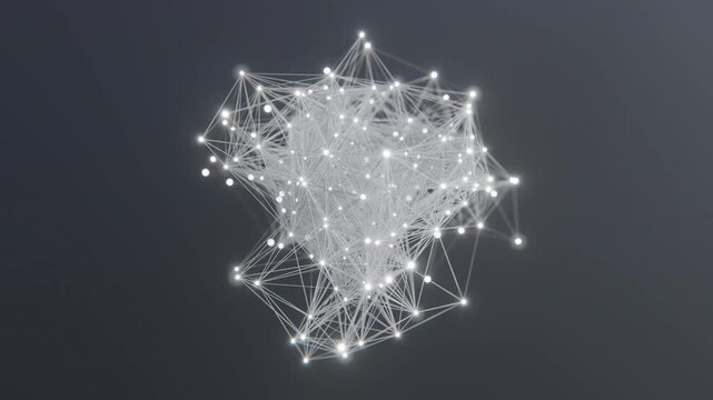 A dense, spherical cluster that thins out at the edges, resembling a digital constellation. on a dark background