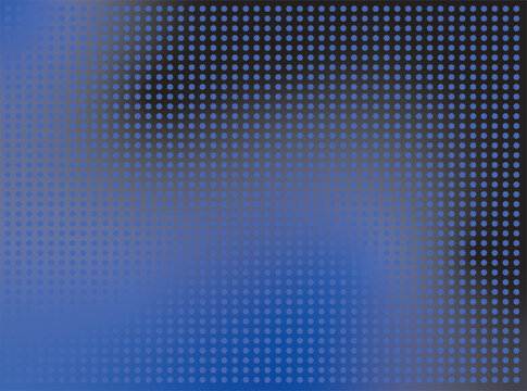 Abstract blue halftone dot pattern with a smooth gradient and varying dot intensity over a dark background. Repeating circular elements create a modern geometric composition.