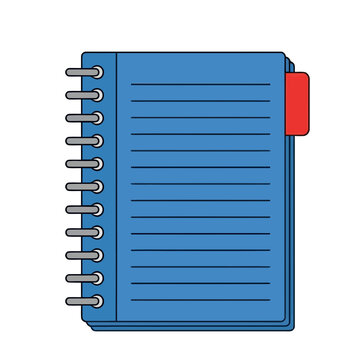 Blue spiral notebook with red tab