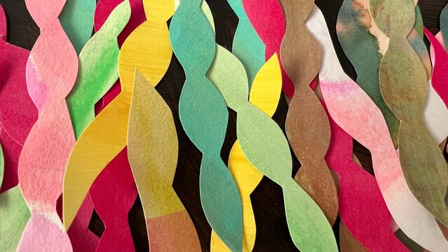 colorful watercolor collage, watercolor background collage, watercolor paper cutout art, abstract paper cutout collage illustration