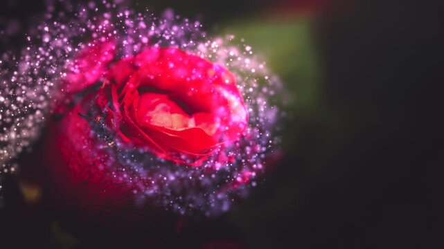 Close-up of vibrant pink roses covered in sparkling glitter