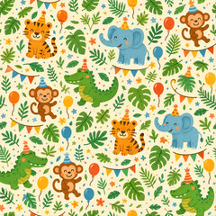 Naklejka premium seamless pattern with funny animals