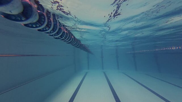 Underwater View of Swimming Pool Lanes and Dividers