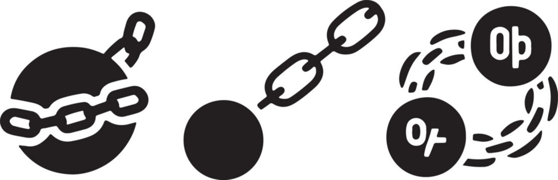 Metal shackles, heavy iron ball and chain equipment, prisoner restraint gear for prison security