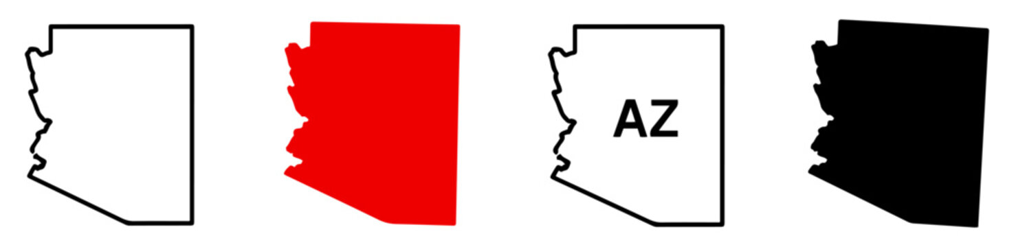 arizona state map silhouette icon set