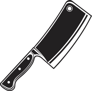 Black and white meat cleaver icon vector illustration for professional kitchen branding.