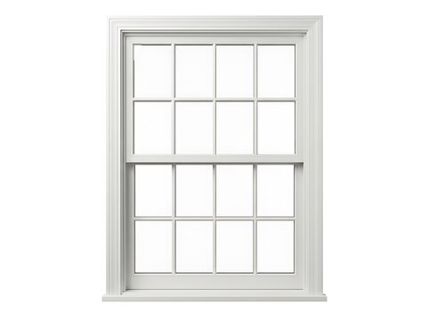 White double hung window frame isolated on a plain white background