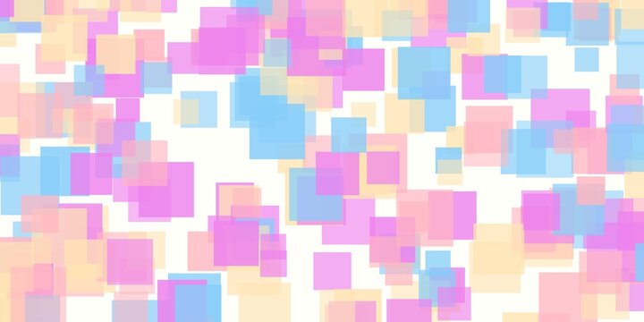 Abstract background with scattered pastel-colored squares and rectangles on a white backdrop.