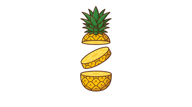 Sliced Pineapple Floating Vector Illustration
