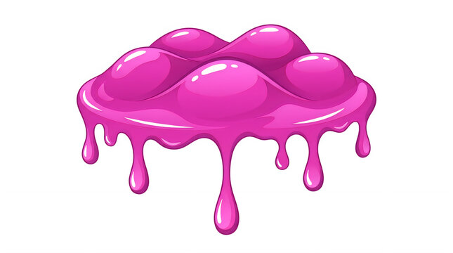 Pink Glossy Slime Puddle with Drips and Bubbles Illustration