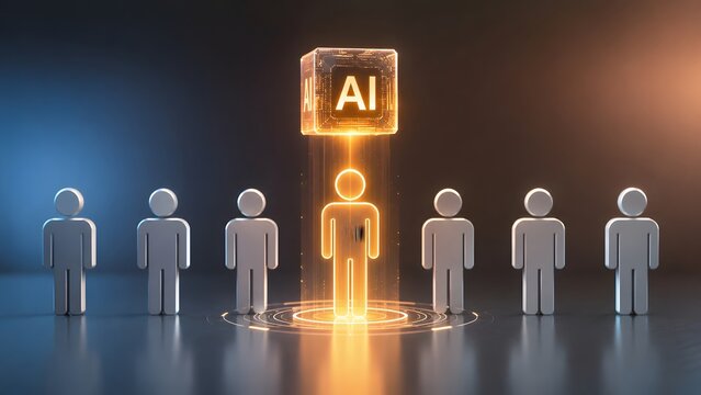 Artificial intelligence human resources recruitment automation selecting standout talent from workforce figures for corporate hiring strategy.