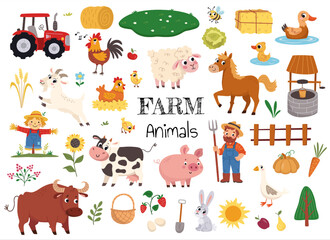 Obraz premium Cute Farm Landscape Cartoon Vector Collection Vol. 3