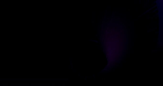 Futuristic purple glowing light tunnel animation with warp speed motion for motion graphics background. 4K 3D Animation.