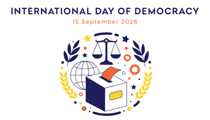Fototapeta premium International day of democracy flat vector illustration with voting ballot box