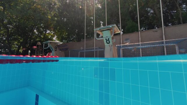 Split View Outdoor Pool Starting Blocks Number 8 and 9