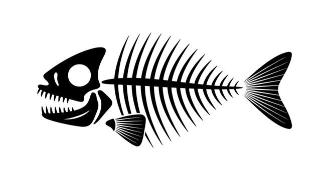 fish skeleton isolated on black