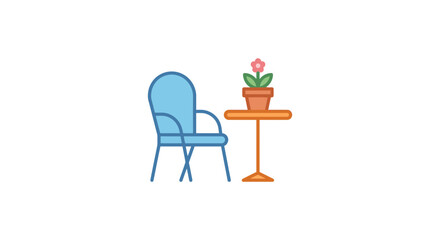 Fototapeta premium Isolated chair and table with potted plant