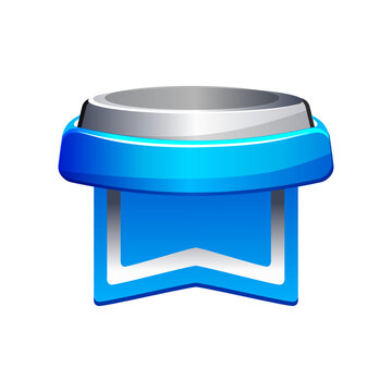 Silver rank badge podium game interface element isolated on transparent background
