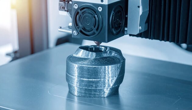 Advanced 3D Printing Technology Creating Precision Metal Component.
