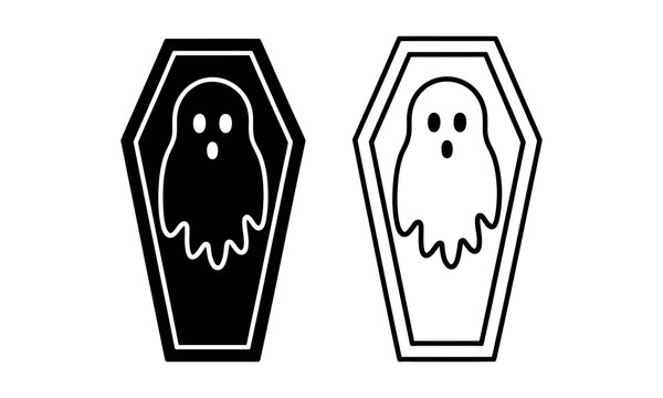 Ghost inside a coffin vector illustration