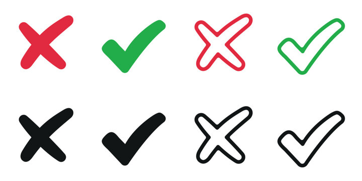 Set check mark and cross. Vector illustartion
