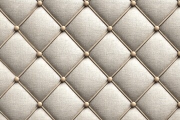 Fototapeta premium Seamless Beige Upholstery Fabric Texture with Squared Tufted Pattern Decorative Padded Wall Decor