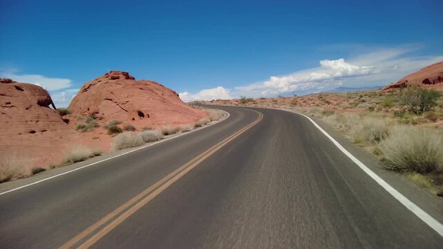 Driving Plate Nevada Desert Valley of Fire Mouse's Tank Rd Southbound Front View 02 USA