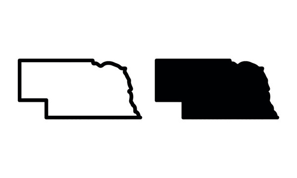 Two nebraska state map outlines with different fill styles