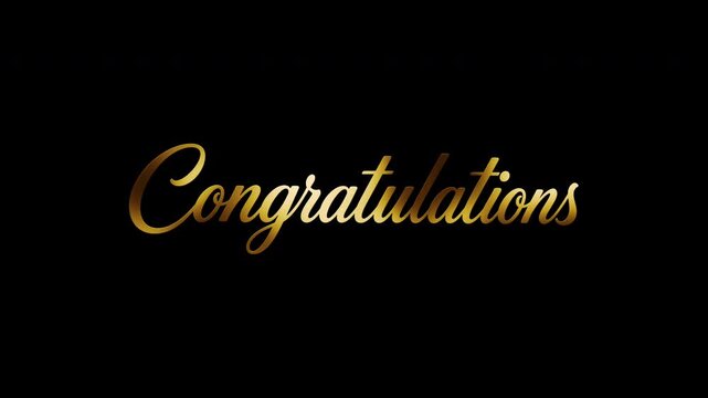 Congratulations Golden Text Animation on Black Background