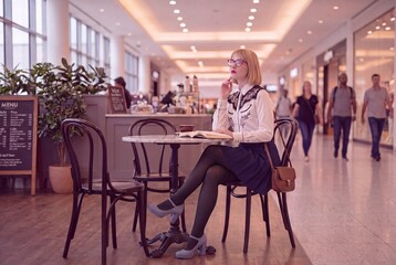 Fototapeta premium stunning Caucasian woman in a pleated skirt AI generated