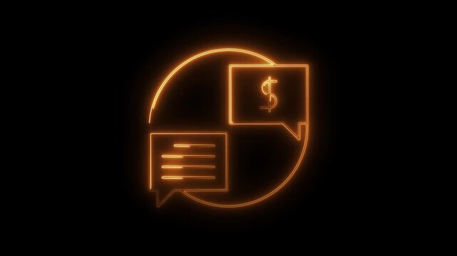 Neon style financial discussion dialogue money exchange and economy conversation loop
