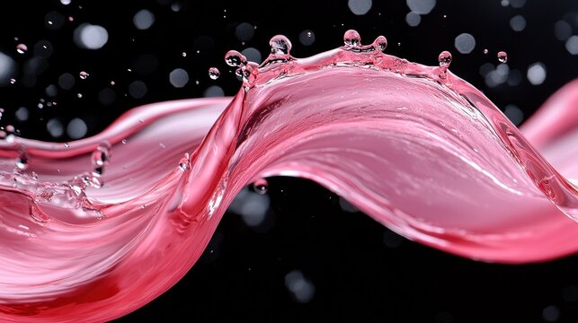 Pink liquid splash on black background