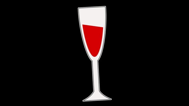 Seamless loop animation of a swaying flute wine glass. Minimalist flat style sticker icon graphic element isolated on transparent alpha channel background for beverage celebration assets.
