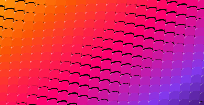 Vibrant 3D fish scale pattern orange pink purple gradient abstract background