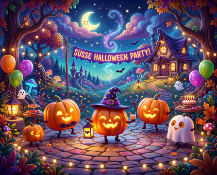 S&uuml;&szlig;er Halloween K&uuml;rbis Party, 3D Design