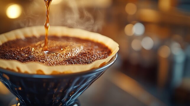 Pouring coffee into a filter