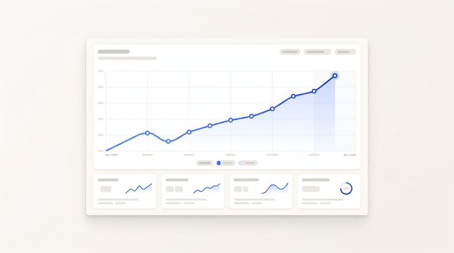 Annual business growth report and statistical data analysis dashboard with an upward line graph