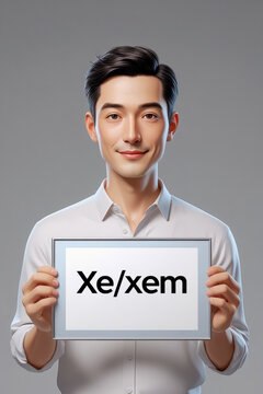 Non-binary person holds poster with new pronouns Xe Xem, reflect gender identity AI Generative
