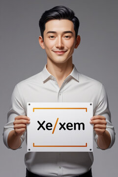 Non-binary person holds poster with new pronouns Xe Xem, reflect gender identity AI Generative
