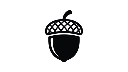 Detailed acorn silhouette against a white background © MDShawon