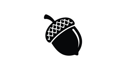A black silhouette of an acorn with a detailed cap silhouette © MDShawon