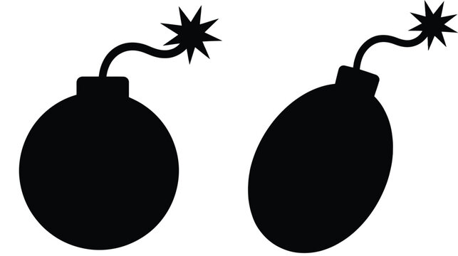 Two round bombs with lit fuses are depicted as a silhouette