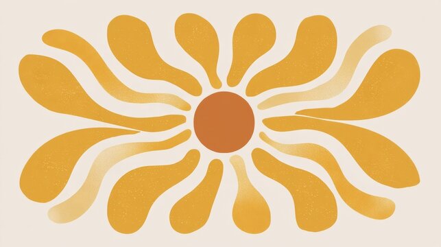Retro Orange Solar Pattern with Flowing Radiant Abstract Shapes